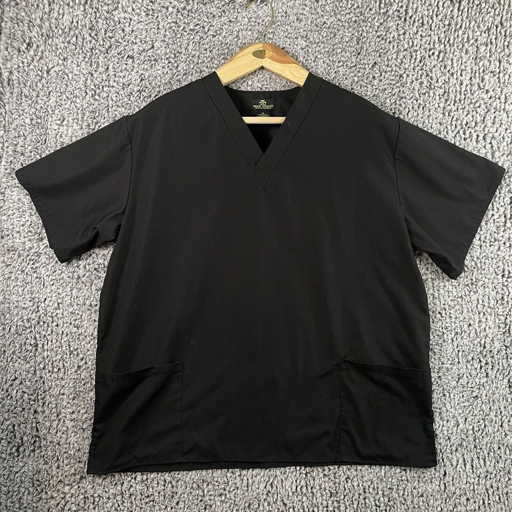 Natural Uniforms Scrub Top Natural Comfort Black Unisex Size 2XL Medical Uniform